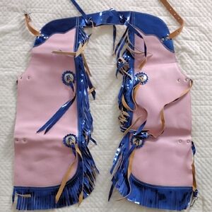 Pink and Blue Western Chaps with Fringe